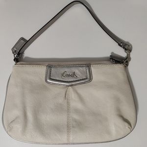 White Coach Wristlet with Silver Detail